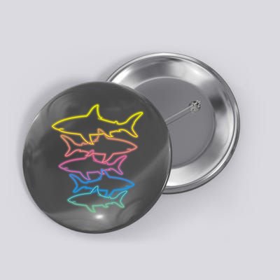 Colorful Retro Neon Sharks Button