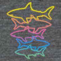 Colorful Retro Neon Sharks Button