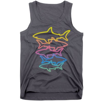Colorful Retro Neon Sharks Tank Top