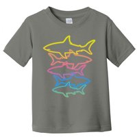Colorful Retro Neon Sharks Toddler T-Shirt