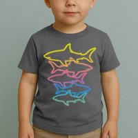 Colorful Retro Neon Sharks Toddler T-Shirt