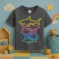 Colorful Retro Neon Sharks Toddler T-Shirt