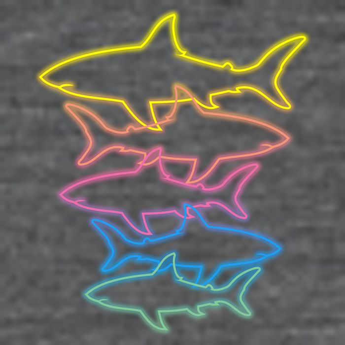 Colorful Retro Neon Sharks Toddler T-Shirt