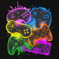 Cool Retro Neon Graffiti Video Game Controllers Ladies PosiCharge Tri-Blend Wicking Tank