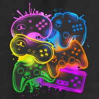 Cool Retro Neon Graffiti Video Game Controllers Garment-Dyed Fleece Hoodie