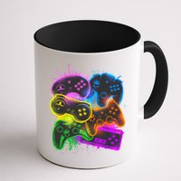 Cool Retro Neon Graffiti Video Game Controllers Mug