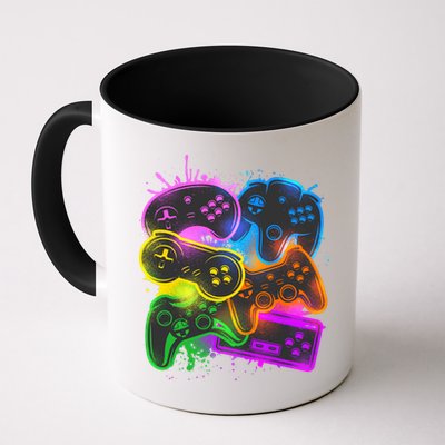 Cool Retro Neon Graffiti Video Game Controllers Mug