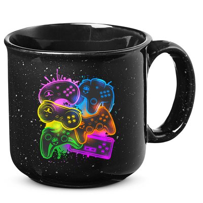 Cool Retro Neon Graffiti Video Game Controllers 15oz Campfire Ceramic Mug