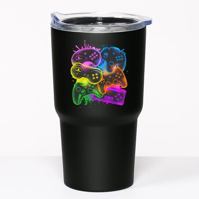 Cool Retro Neon Graffiti Video Game Controllers Tumbler
