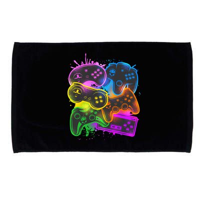 Cool Retro Neon Graffiti Video Game Controllers Microfiber Hand Towel