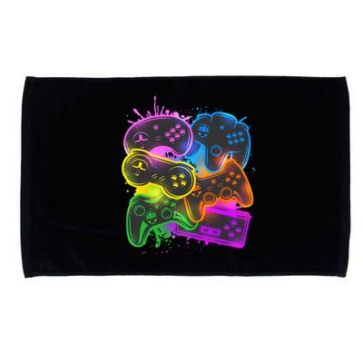 Cool Retro Neon Graffiti Video Game Controllers Microfiber Hand Towel