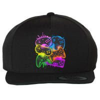 Cool Retro Neon Graffiti Video Game Controllers Wool Snapback Cap
