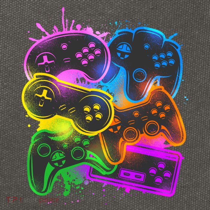 Cool Retro Neon Graffiti Video Game Controllers Cotton Canvas Backpack