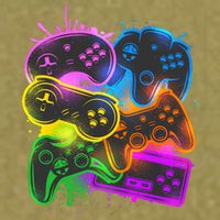 Cool Retro Neon Graffiti Video Game Controllers Garment-Dyed Women's Muscle Tee