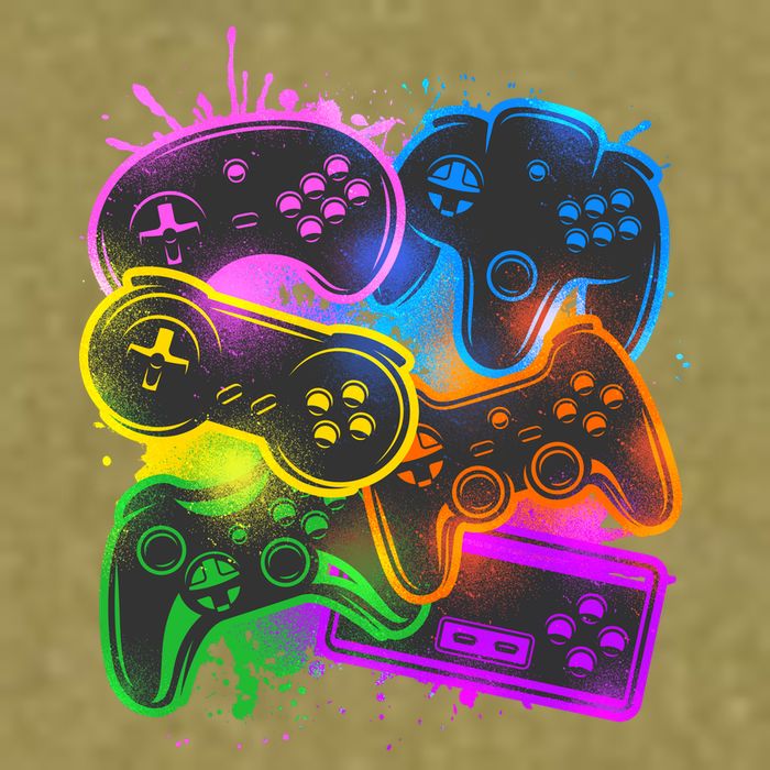 Cool Retro Neon Graffiti Video Game Controllers Garment-Dyed Women's Muscle Tee