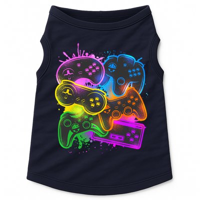 Cool Retro Neon Graffiti Video Game Controllers Doggie Tank