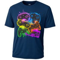 Cool Retro Neon Graffiti Video Game Controllers Performance Shirt