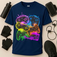 Cool Retro Neon Graffiti Video Game Controllers Performance Shirt
