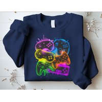 Cool Retro Neon Graffiti Video Game Controllers Sweatshirt
