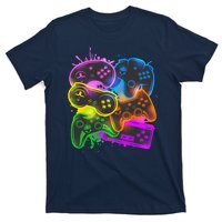 Cool Retro Neon Graffiti Video Game Controllers T-Shirt