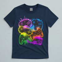 Cool Retro Neon Graffiti Video Game Controllers T-Shirt