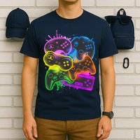 Cool Retro Neon Graffiti Video Game Controllers T-Shirt