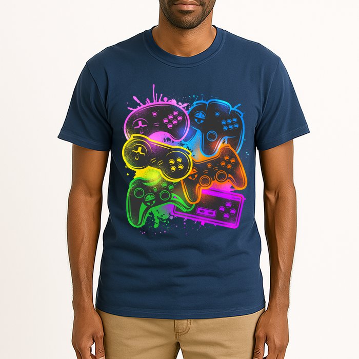 Cool Retro Neon Graffiti Video Game Controllers Tall T-Shirt