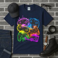 Cool Retro Neon Graffiti Video Game Controllers Tall T-Shirt
