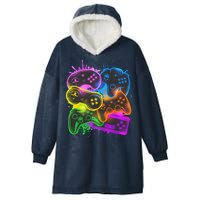 Cool Retro Neon Graffiti Video Game Controllers Hooded Wearable Blanket