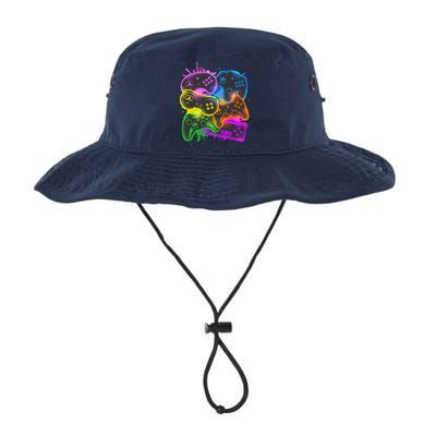 Cool Retro Neon Graffiti Video Game Controllers Bucket Hat