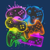 Cool Retro Neon Graffiti Video Game Controllers Drawstring Bag