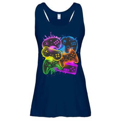 Cool Retro Neon Graffiti Video Game Controllers Ladies Essential Flowy Tank