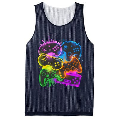 Cool Retro Neon Graffiti Video Game Controllers Mesh Reversible Basketball Jersey Tank