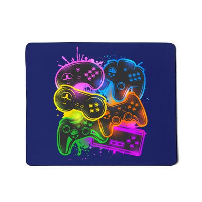 Cool Retro Neon Graffiti Video Game Controllers Mousepad