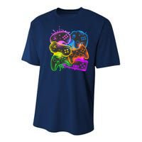 Cool Retro Neon Graffiti Video Game Controllers Youth Performance Sprint T-Shirt