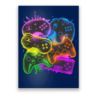 Cool Retro Neon Graffiti Video Game Controllers Poster