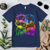 Cool Retro Neon Graffiti Video Game Controllers Premium T-Shirt