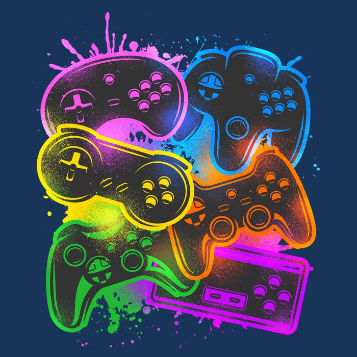 Cool Retro Neon Graffiti Video Game Controllers Premium T-Shirt