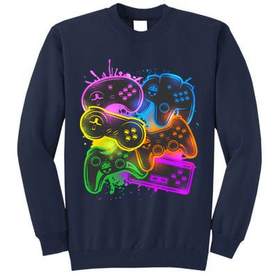 Cool Retro Neon Graffiti Video Game Controllers Tall Sweatshirt