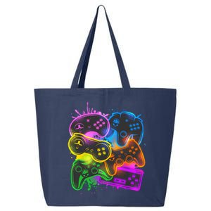 Cool Retro Neon Graffiti Video Game Controllers 25L Jumbo Tote