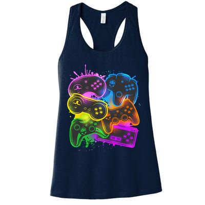 Cool Retro Neon Graffiti Video Game Controllers Womens Tank Top