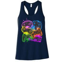 Cool Retro Neon Graffiti Video Game Controllers Women's Racerback Tank