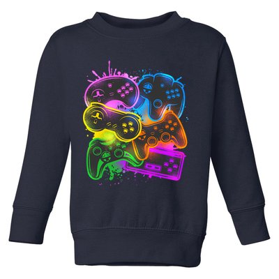 Cool Retro Neon Graffiti Video Game Controllers Toddler Sweatshirt