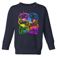 Cool Retro Neon Graffiti Video Game Controllers Toddler Sweatshirt