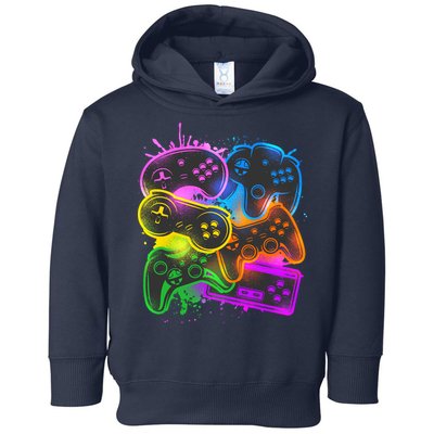 Cool Retro Neon Graffiti Video Game Controllers Toddler Hoodie