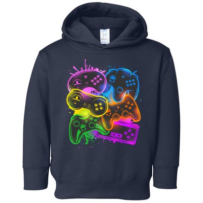 Cool Retro Neon Graffiti Video Game Controllers Toddler Hoodie