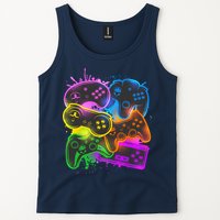 Cool Retro Neon Graffiti Video Game Controllers Tank Top