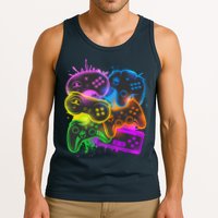 Cool Retro Neon Graffiti Video Game Controllers Tank Top