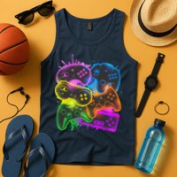 Cool Retro Neon Graffiti Video Game Controllers Tank Top