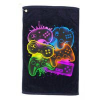 Cool Retro Neon Graffiti Video Game Controllers Golf Towel